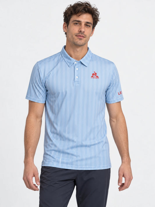 Chomba Le Coq Sportif Tennis Stripe Polo Celeste — vista principal