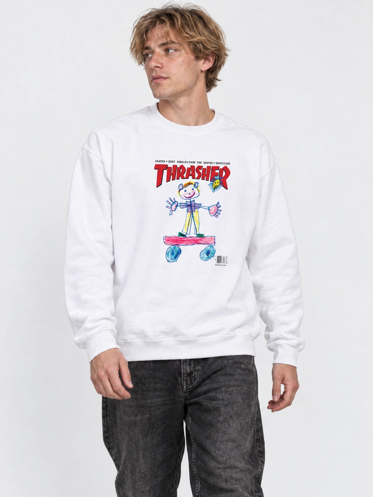 Buzo Thrasher Crew Kid Cover Blanco — vista principal