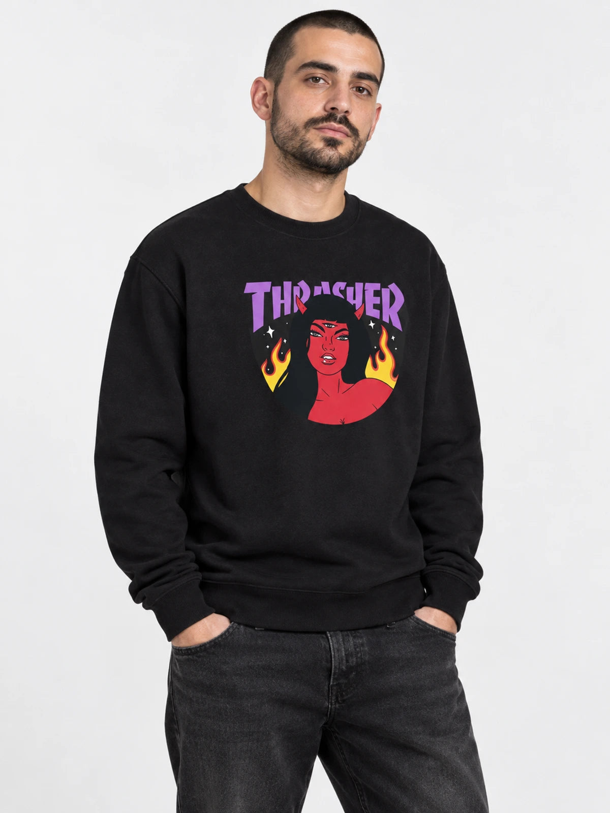 Buzo Thrasher Crew Diablo Negro — vista principal