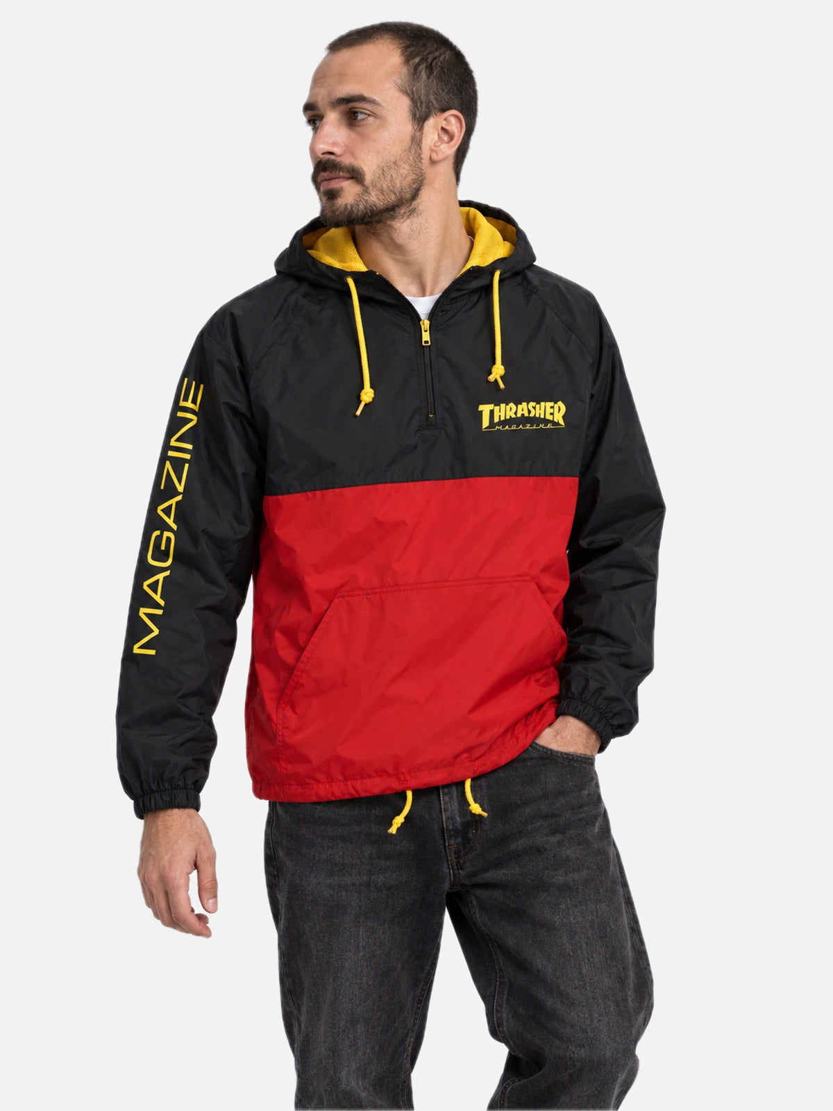 Rompeviento Thrasher Anorak Magazine Rojo Negro — vista principal