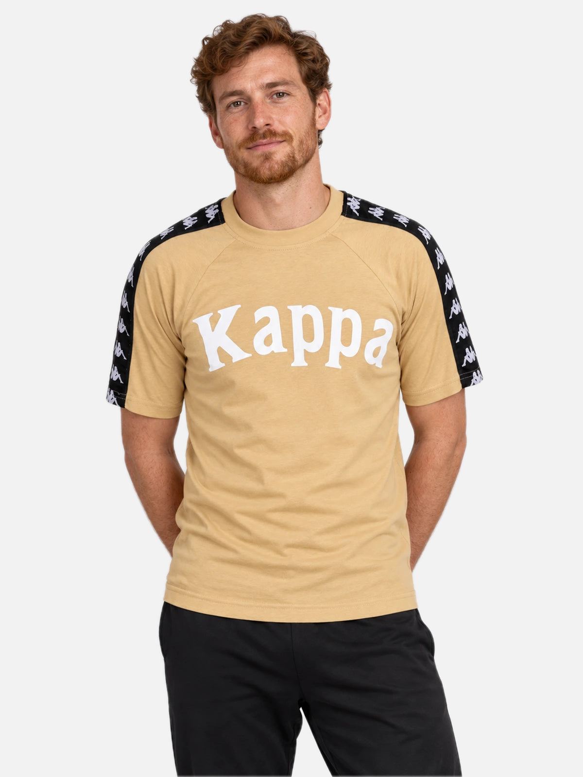 Remera Kappa 222 Banda Balima Beige-Negro — vista principal