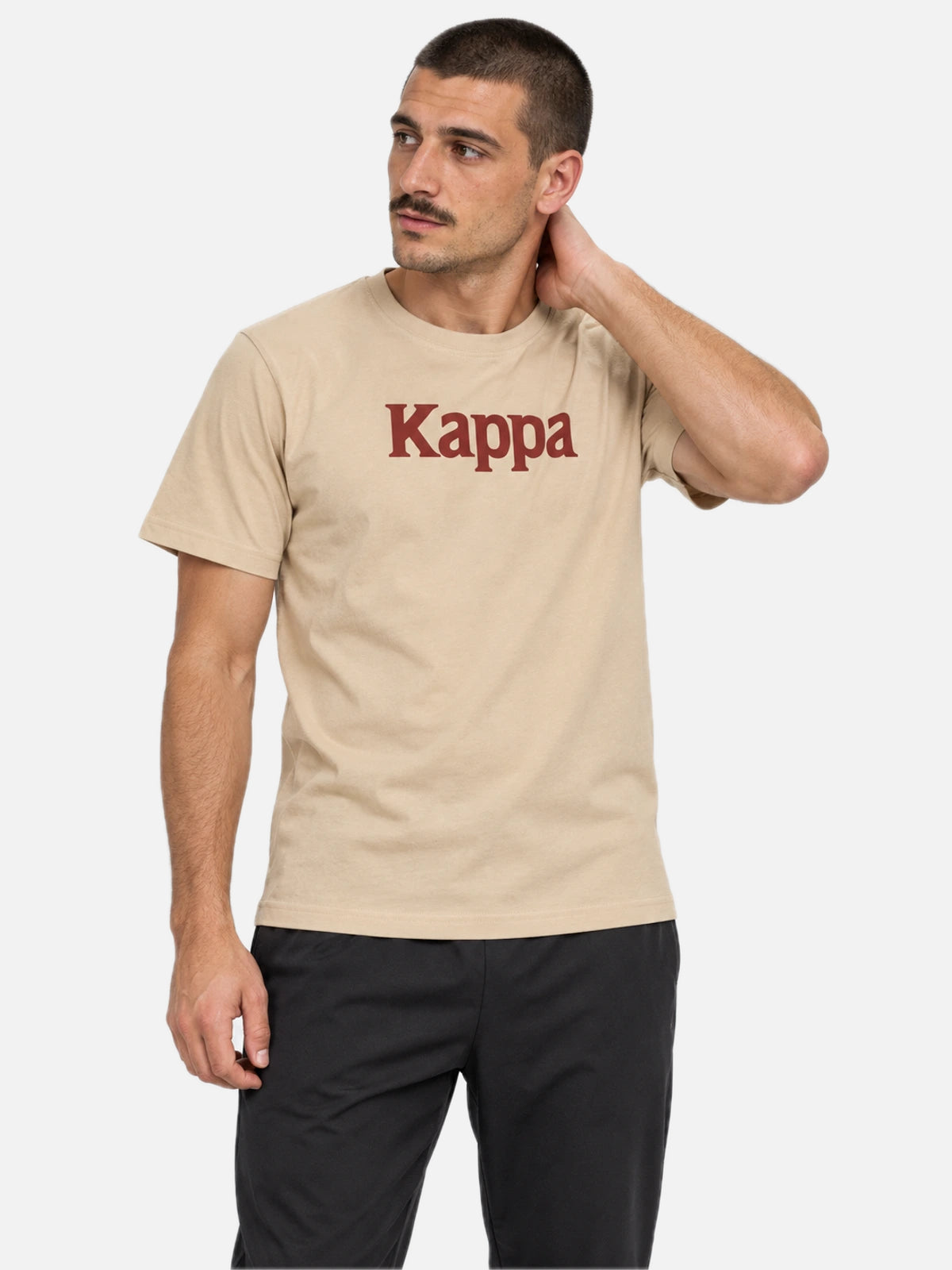 Remera Kappa Authentic Runis Beige Lt Almond-Bright Blanco-Rojo Paprika — vista principal