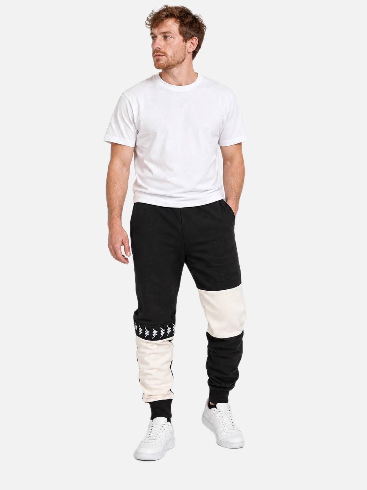Pantalon Kappa 222 Banda Venom Negro-Blanco Cream — vista principal