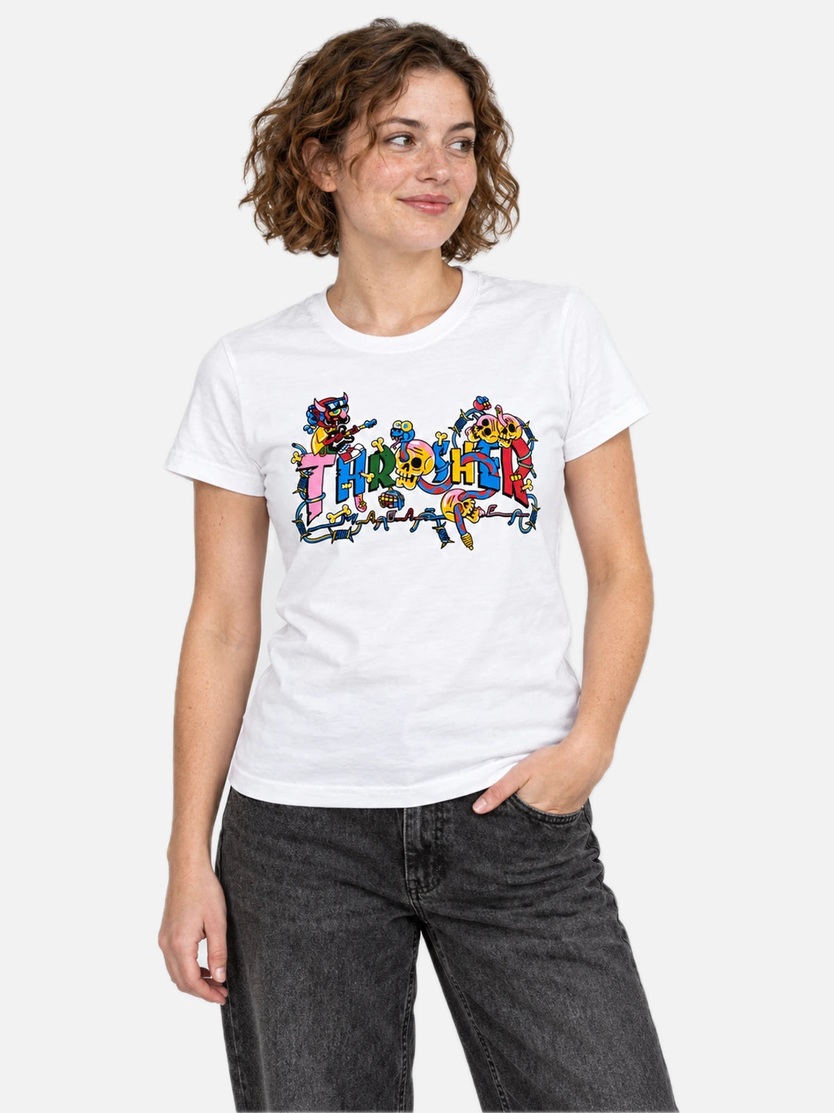 Remera Thrasher Devil Music Mujer Blanco — vista principal