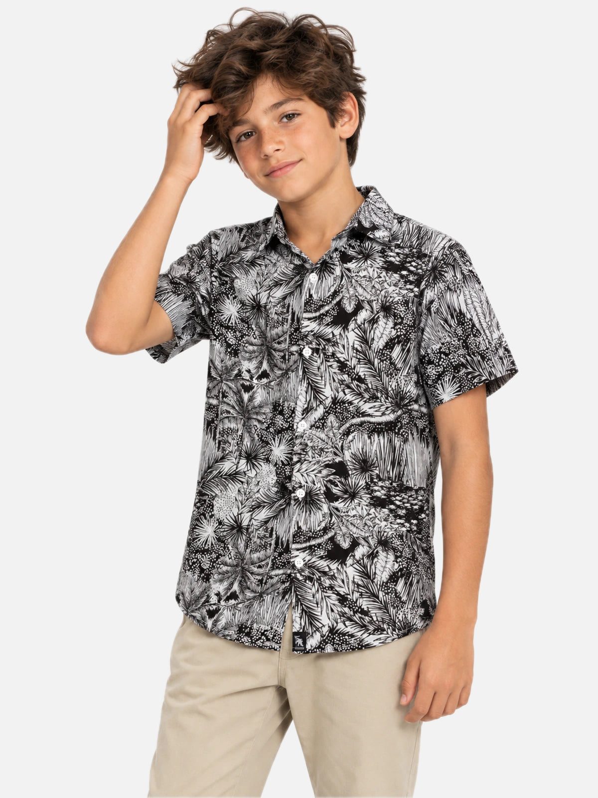 Camisa Gotcha Tropical Niño Negro Blanco — vista principal