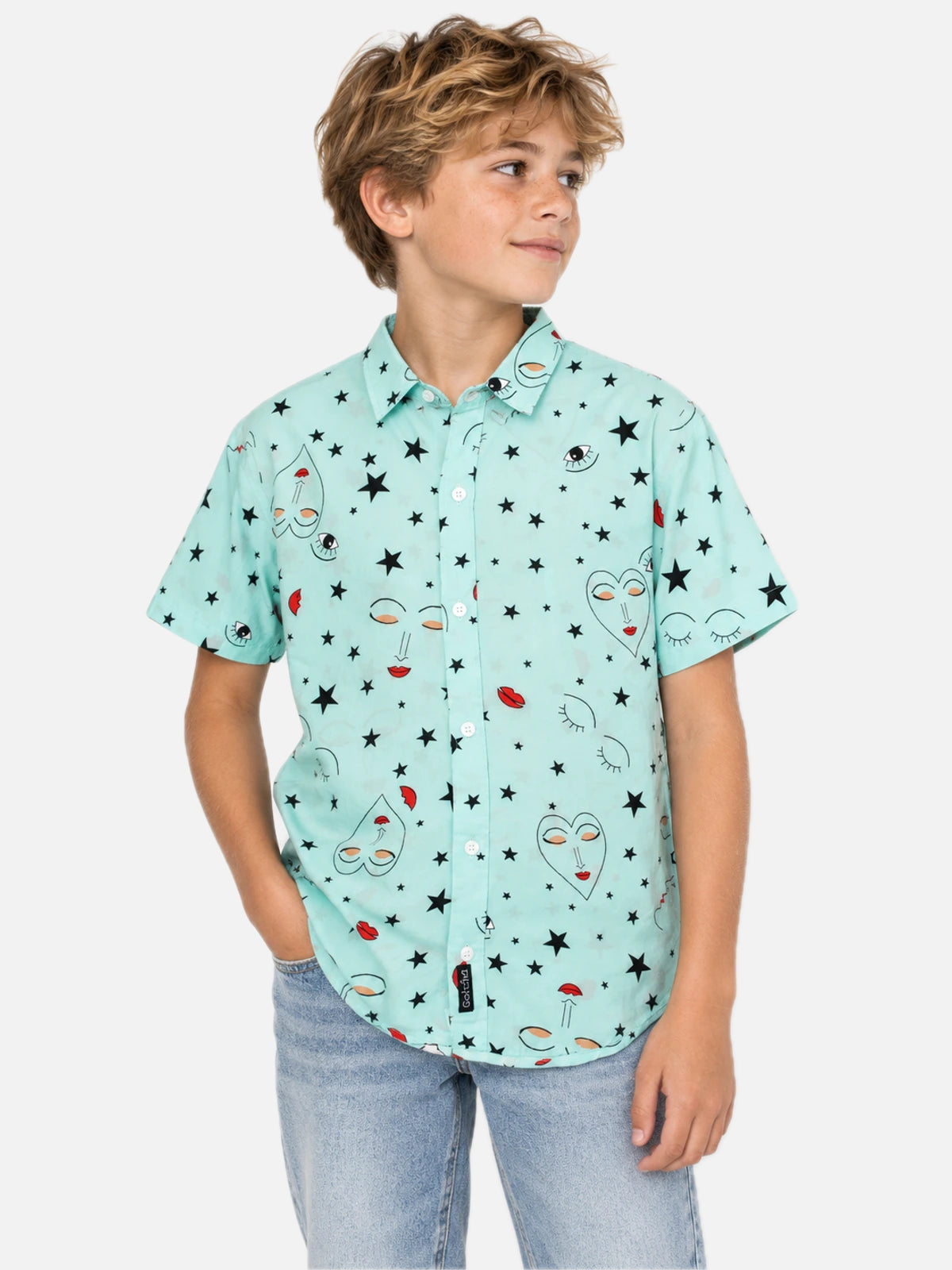 Camisa Gotcha Stars Niño Verde Agua — vista principal