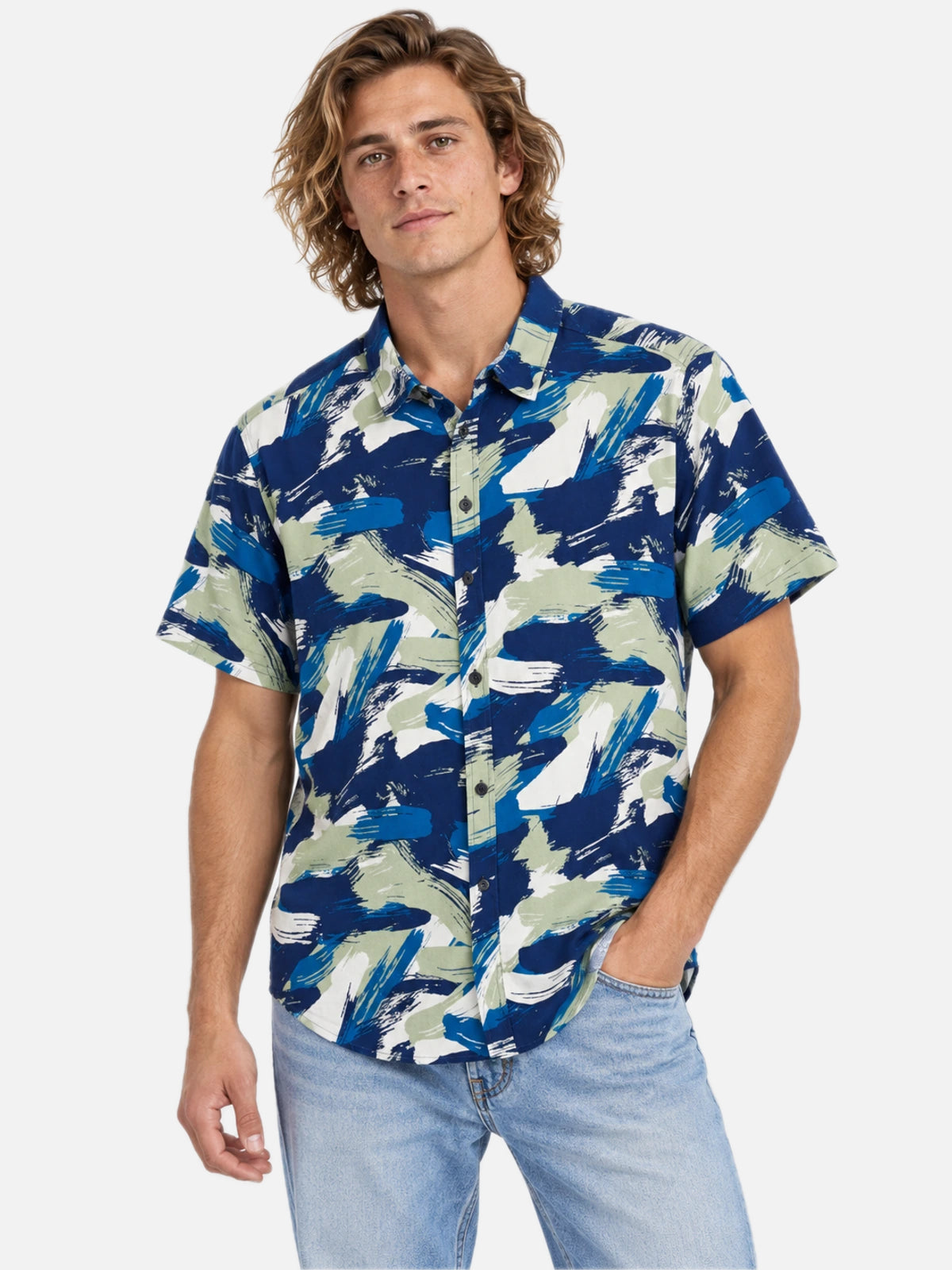 Camisa Gotcha Brushes Azul Print — vista principal