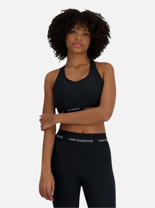 Top Deportivo New Balance Mujer Sleek Medium Support Sports Negro Training — vista principal