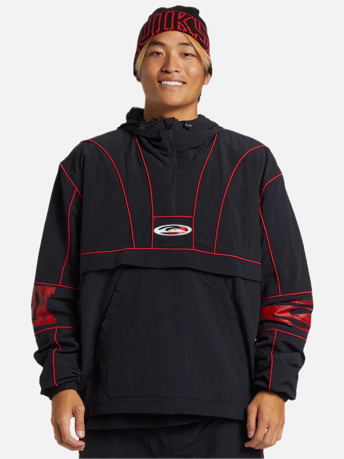 Anorak Quiksilver Griff Track Crudo Negro Rojo — vista principal