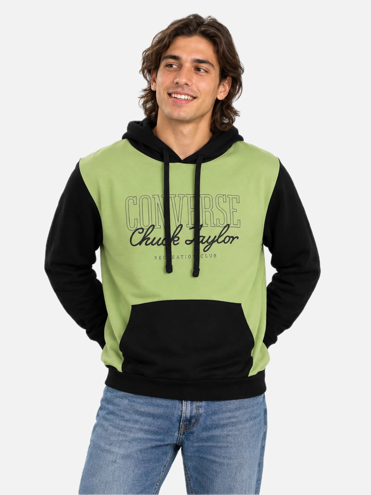 Buzo Converse Reaction Club Negro Verde — vista principal