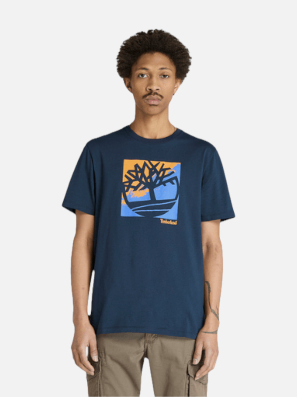 Remera Timberland Logo Graphic Azul Naranja — vista principal