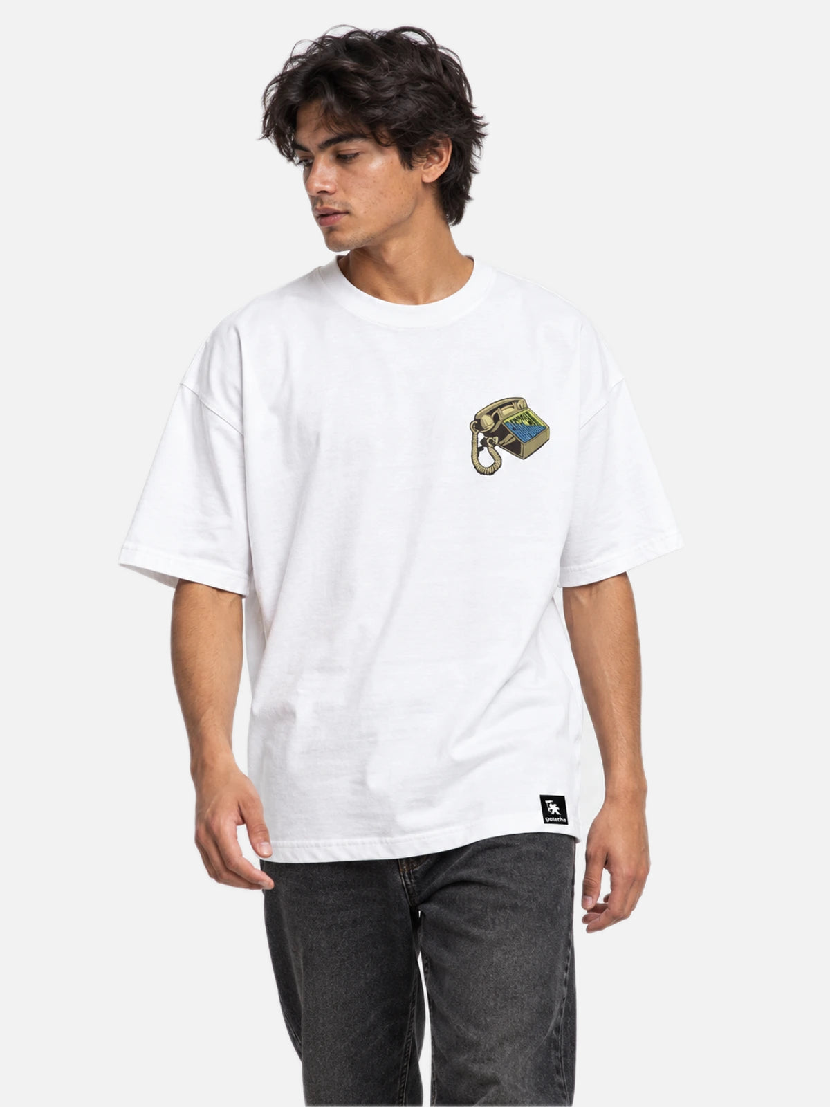 Remera Gotcha Telephone Oversize Blanco — vista principal