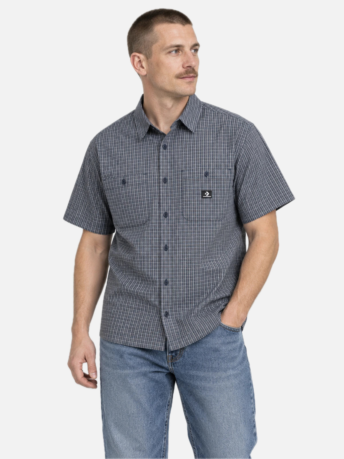 Camisa Converse Plaid Short Sleeve Shark — vista principal