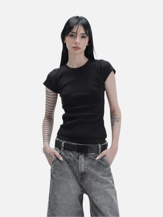 Remera Mujer Luxo Baby Tee Negro — vista principal