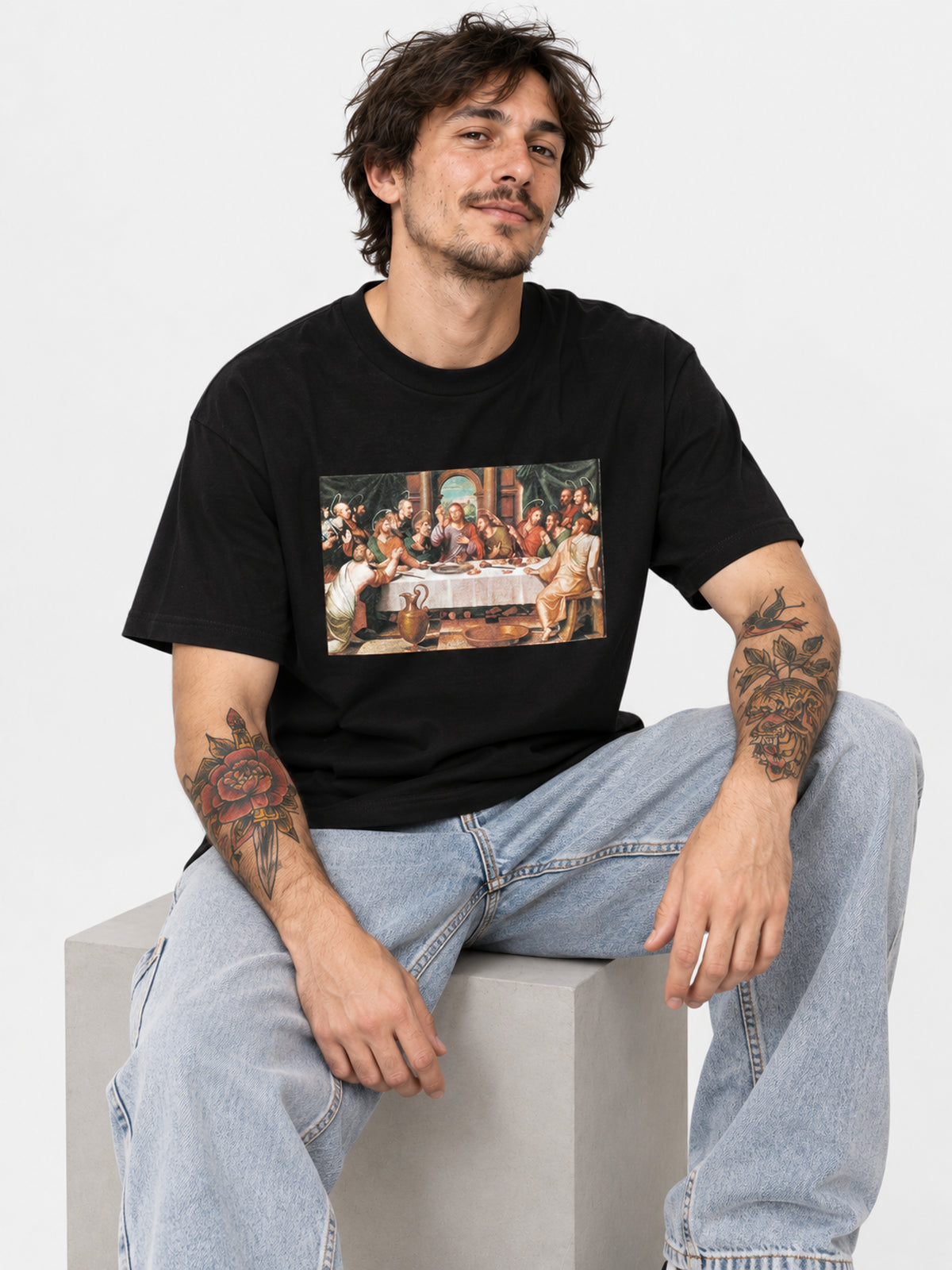 Remera Pizza Last Supper Negro — vista principal