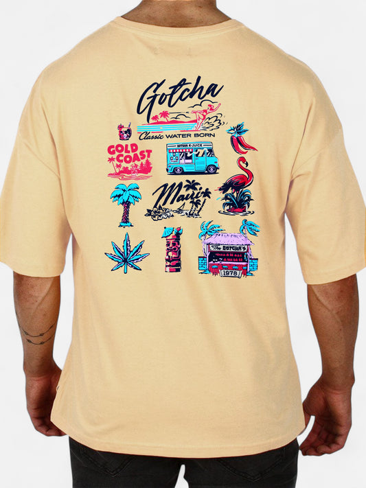 Remera Gotcha Maui Oversize Amarillo